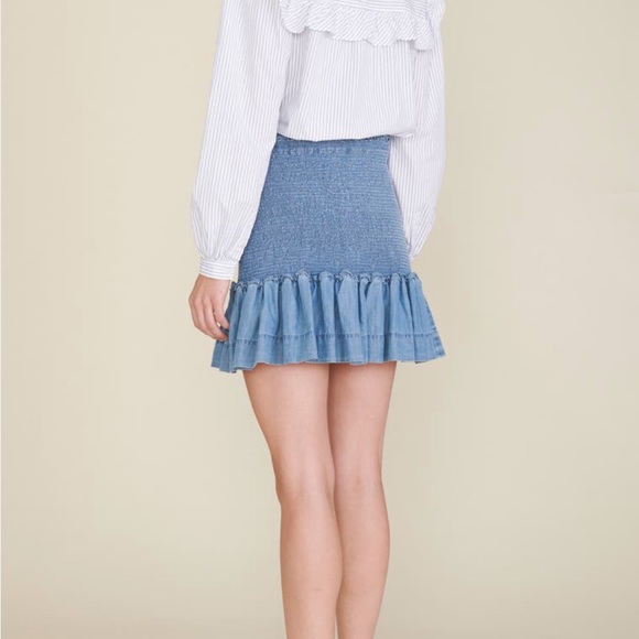 Veronica Beard Aloya Smocked chambray skirt - Picture 1 of 5